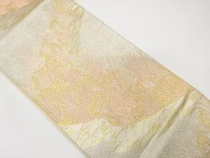 アンティーク　流水に芝草模様織り出し袋帯（着用可）